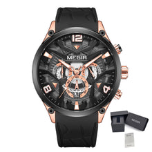 MEGIR Chronograph Luxury Men Quartz Military Watches Silicone Strap Waterproof Man Sport Wristwatch Date Clock Reloj Hombre 2222