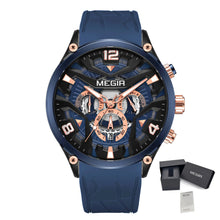 MEGIR Chronograph Luxury Men Quartz Military Watches Silicone Strap Waterproof Man Sport Wristwatch Date Clock Reloj Hombre 2222