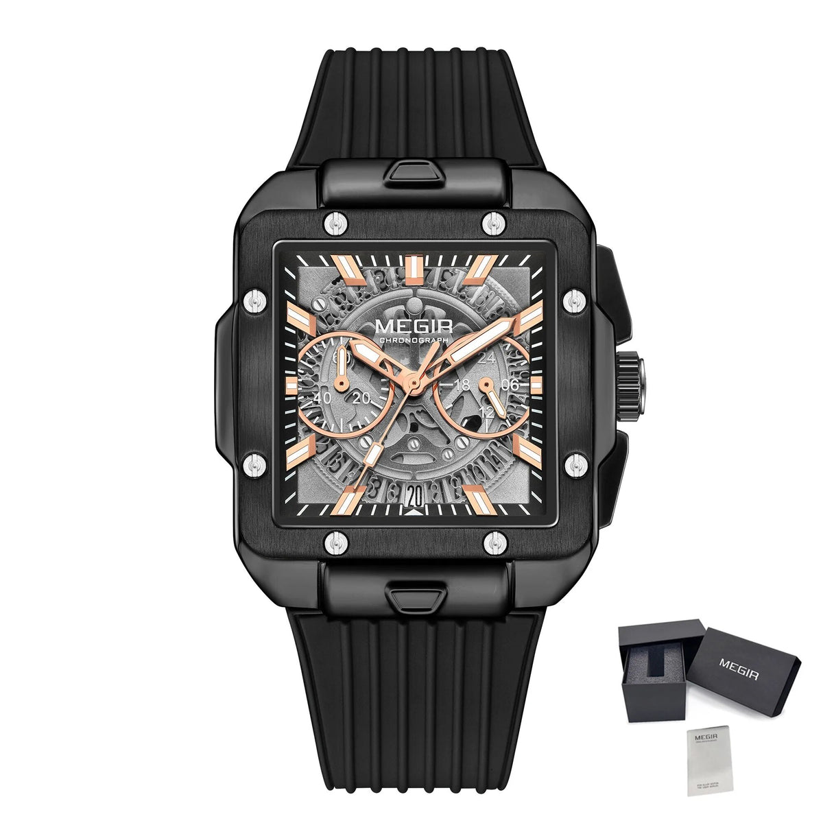 MEGIR Watch for Men Luxury Sport Quartz Wristwatch with Silicone Band Luminous Hands Date Male Chronograph Clock Reloj Hombre 2228