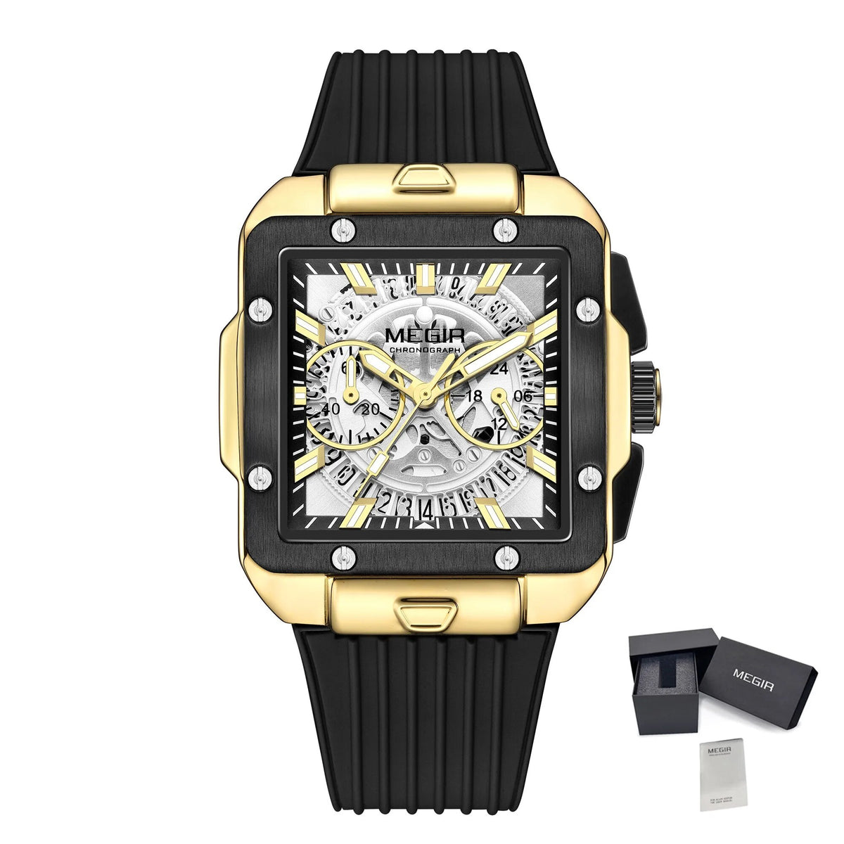 MEGIR Watch for Men Luxury Sport Quartz Wristwatch with Silicone Band Luminous Hands Date Male Chronograph Clock Reloj Hombre 2228