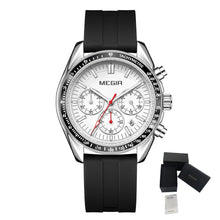 MEGIR Analog Quartz Wrist Watch Chronograph Luminous Business Sport Watches with Silicone Strap Calendar Man Clock Reloj Hombre 8105