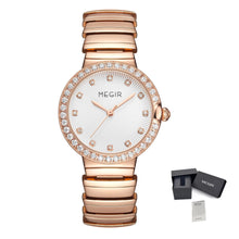 MEGIR Luxury Stainless Steel Strap Watches for Women Fashion Casual Quartz WristWatch Ladies Big Dial Dress Clock Reloj Hombre 7010