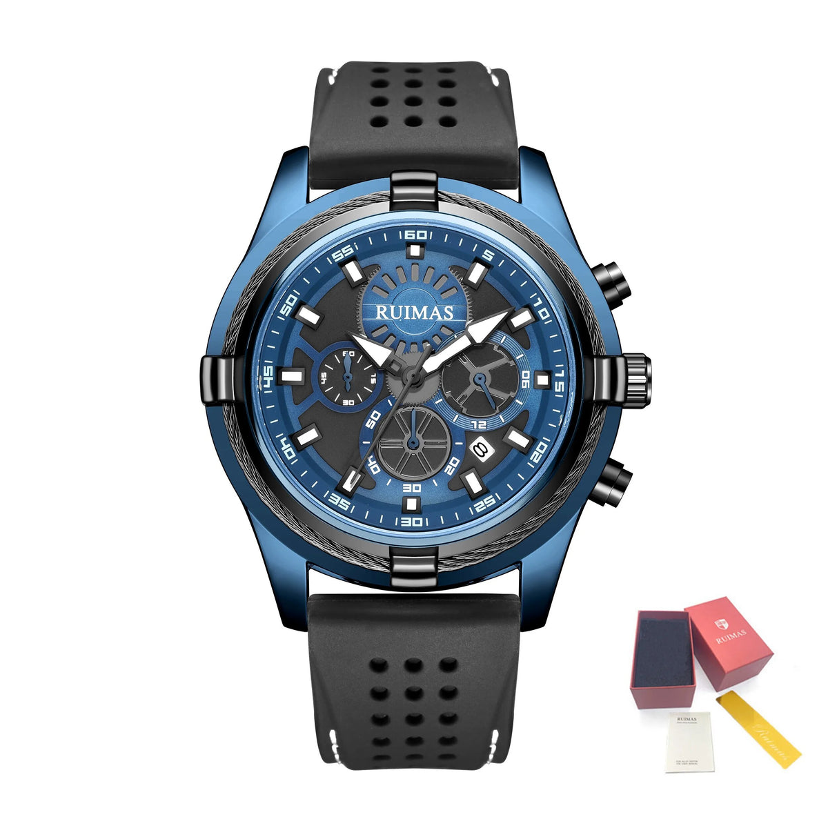 RUIMAS Top Luxury Quartz Wristwatches Men Silicone Large Dial  Military Sports Watches Waterproof Luminous Date Reloj Hombre 311