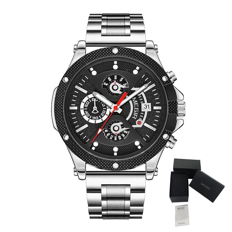 MEGIR Men's Business Watch Top Brand Luxury Quartz Wristwatch Fashion Waterproof Man Military Clock Calendar Reloj Hombre 2216