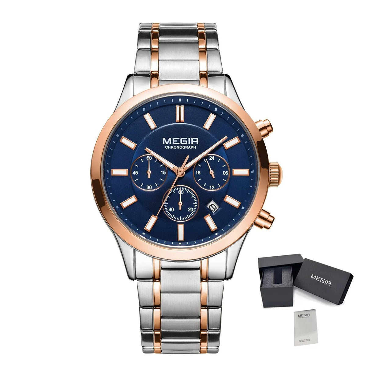 MEGIR Stainless Steel Waterproof Wrist Watches for Men Luminous Chronograph Business Quartz Men's Casual Clock Reloj Hombre 2150