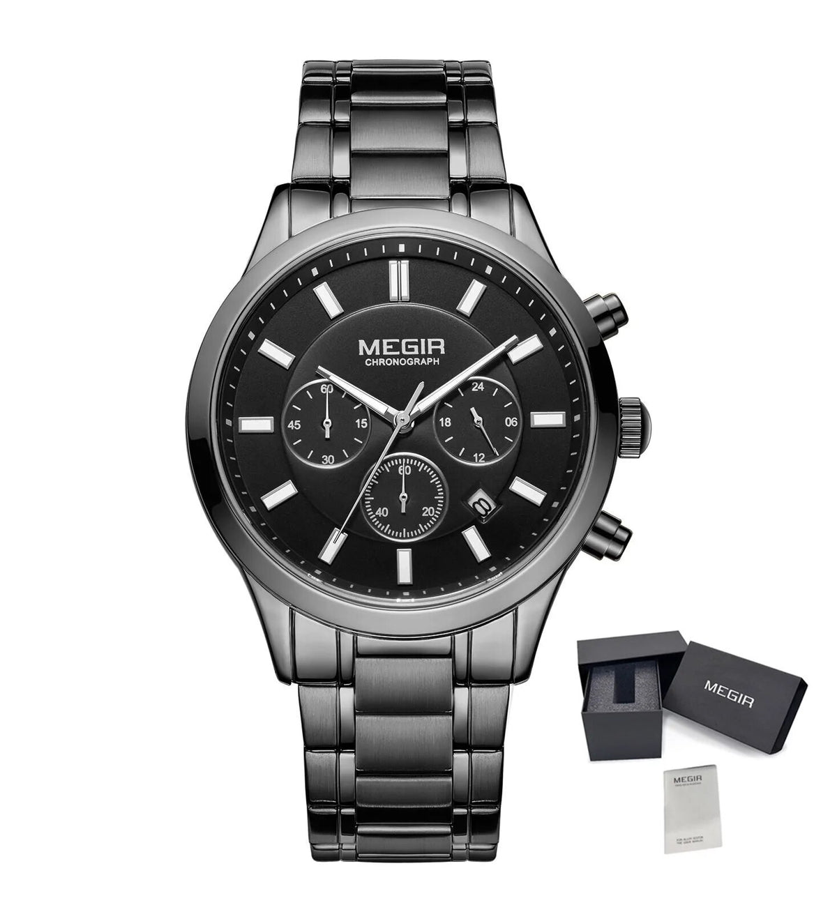 MEGIR Stainless Steel Waterproof Wrist Watches for Men Luminous Chronograph Business Quartz Men's Casual Clock Reloj Hombre 2150