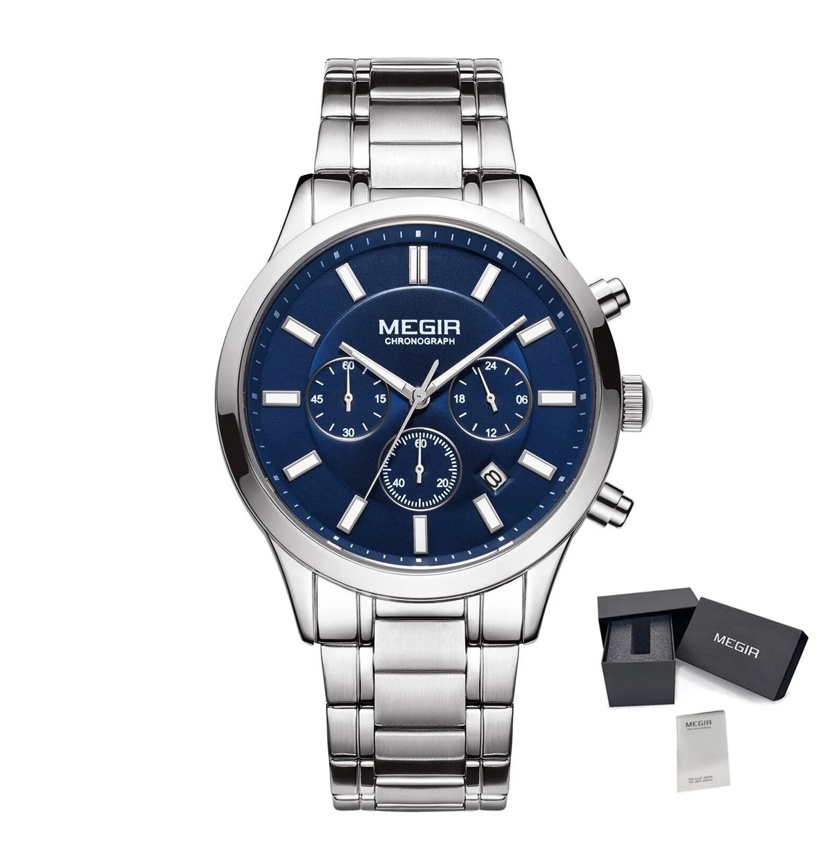 MEGIR Stainless Steel Waterproof Wrist Watches for Men Luminous Chronograph Business Quartz Men's Casual Clock Reloj Hombre 2150