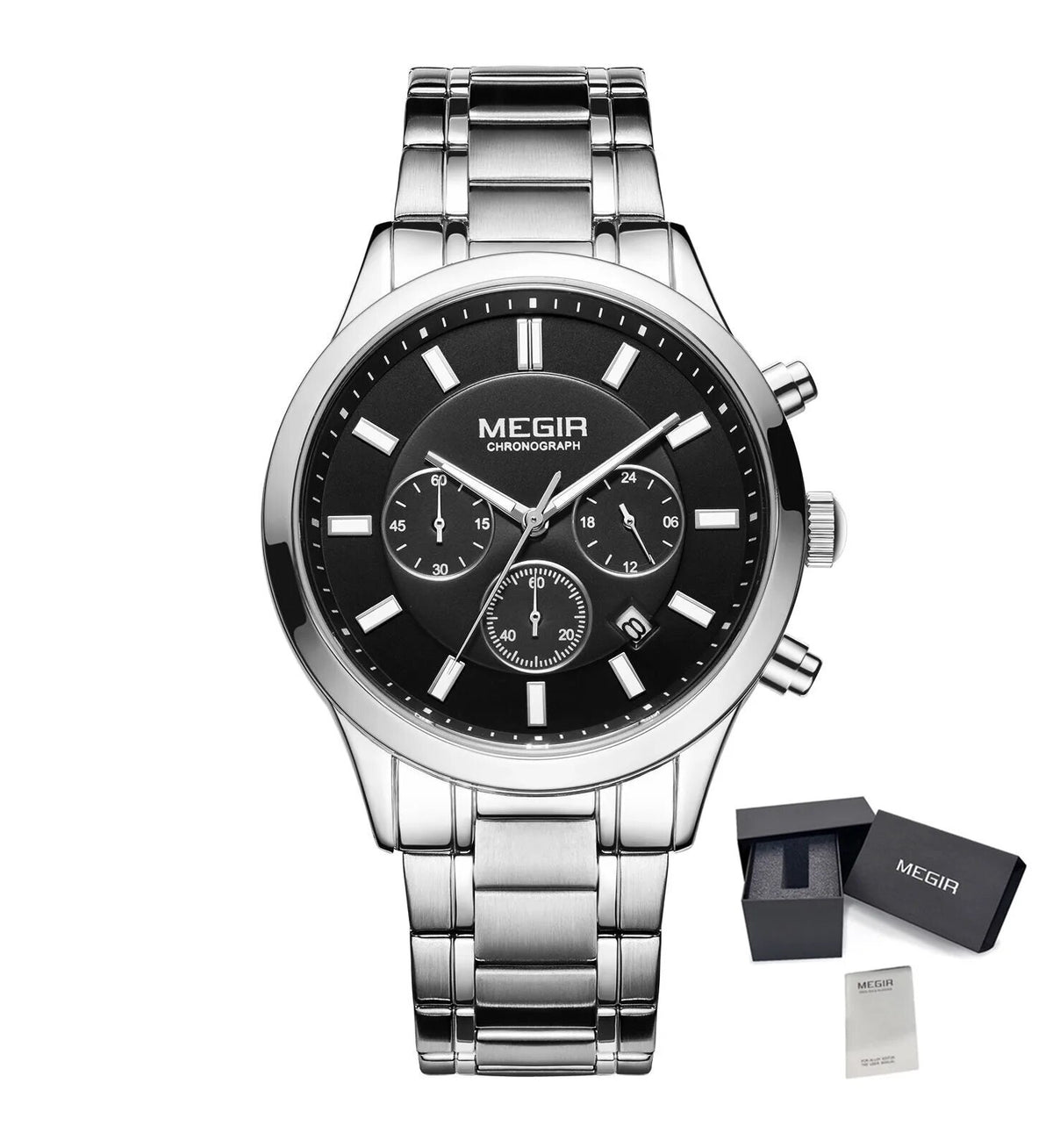 MEGIR Stainless Steel Waterproof Wrist Watches for Men Luminous Chronograph Business Quartz Men's Casual Clock Reloj Hombre 2150