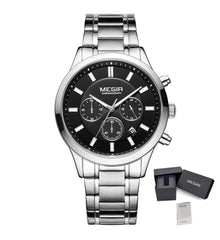 MEGIR Stainless Steel Waterproof Wrist Watches for Men Luminous Chronograph Business Quartz Men's Casual Clock Reloj Hombre 2150