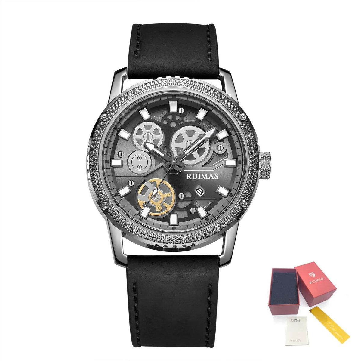 RUIMAS Relogio Masculino Luxury Leather Band Quartz Wristwatch Men Big Dial Moda Watches Waterproof Sport Military Reloj Hombre 306