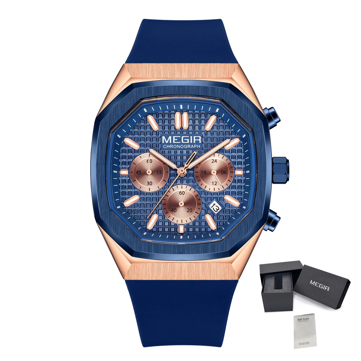 MEGIR Fashion Sport Military Watches for Men Luxury Quartz Wristwatch Silicone Strap Waterproof Date Clock 24-hour Reloj Hombre 2215