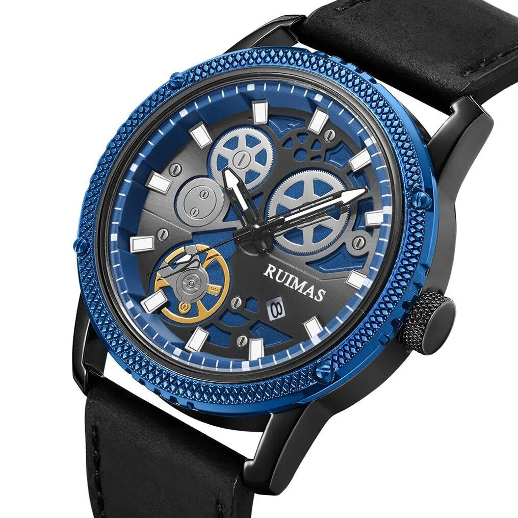 RUIMAS Relogio Masculino Luxury Leather Band Quartz Wristwatch Men Big Dial Moda Watches Waterproof Sport Military Reloj Hombre 306