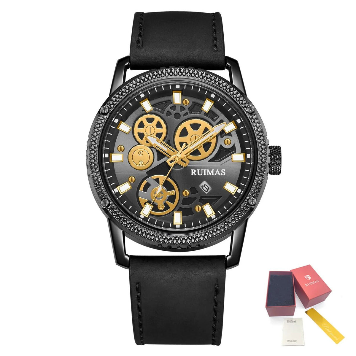 RUIMAS Relogio Masculino Luxury Leather Band Quartz Wristwatch Men Big Dial Moda Watches Waterproof Sport Military Reloj Hombre 306