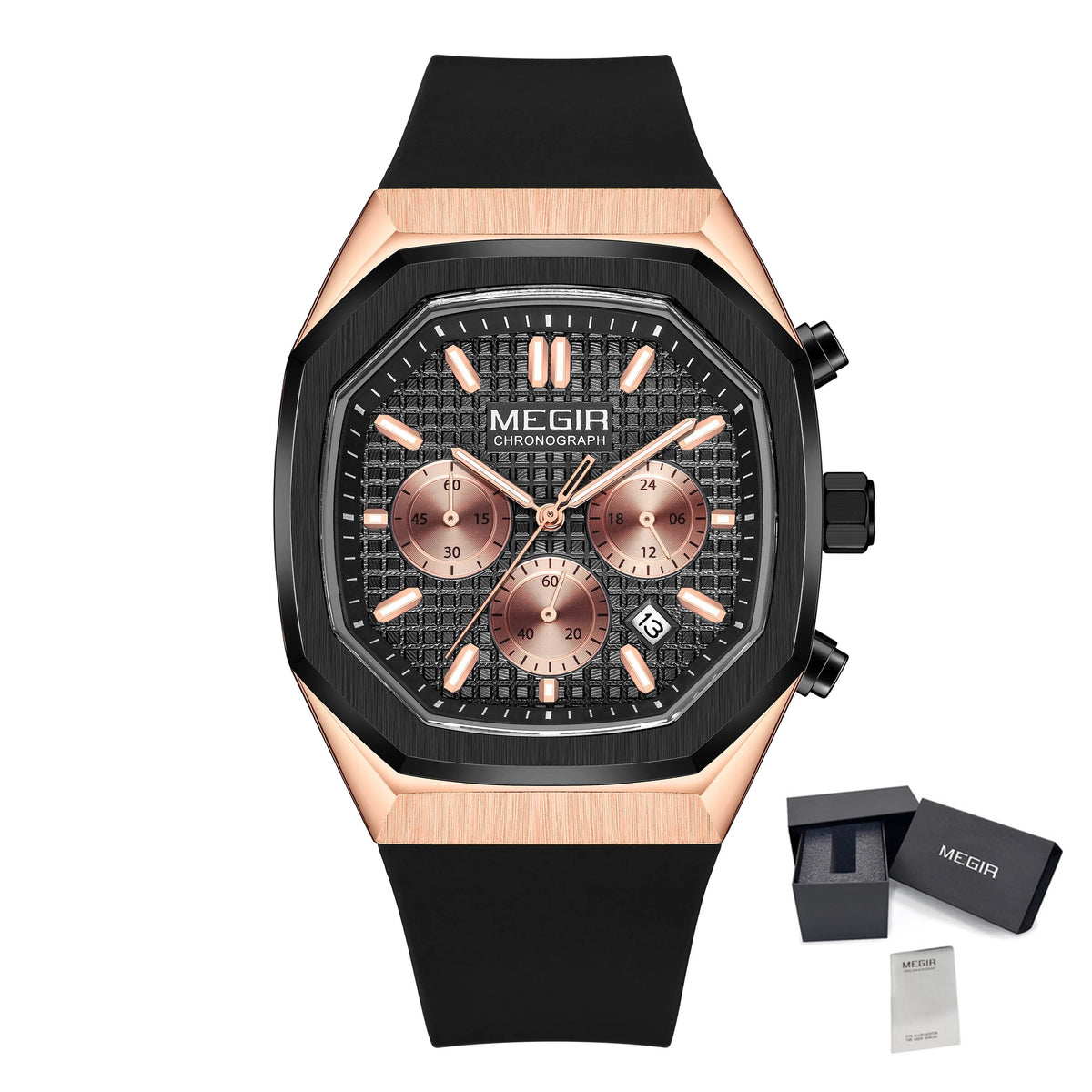 MEGIR Fashion Sport Military Watches for Men Luxury Quartz Wristwatch Silicone Strap Waterproof Date Clock 24-hour Reloj Hombre 2215