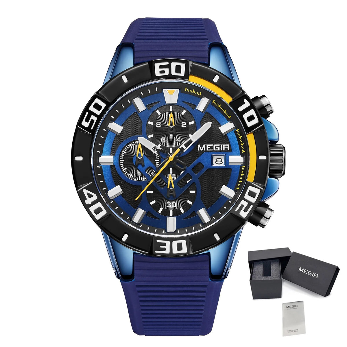 MEGIR Men Wristwatch Top Brand Luxury Silicone Strap Sport Watches Waterproof Luminous Quartz Clock Chronograph Reloj Hombre 2121