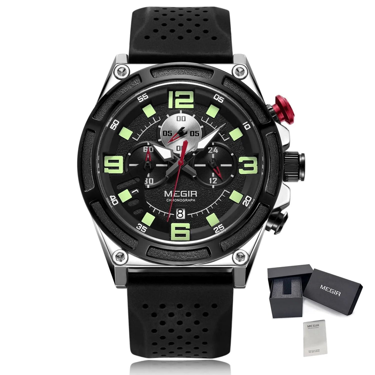 MEGIR Chronograph Luxury Military Sport Watches for Men Waterproof Calendar Silicone Man Quartz Wristwatch Reloj Hombre 2116