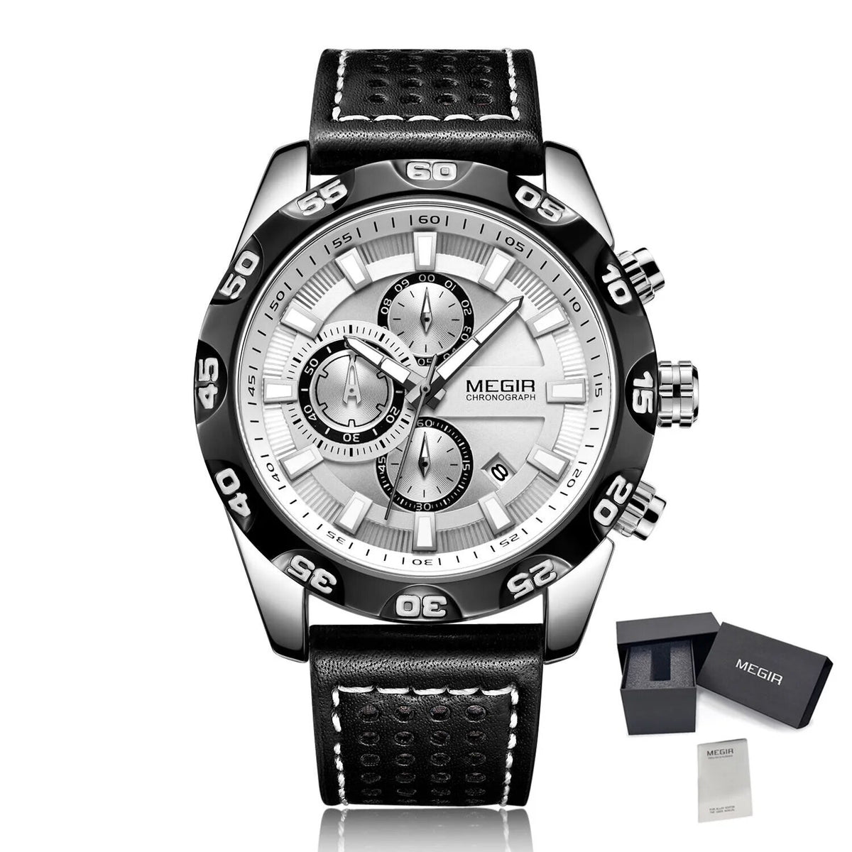 MEGIR Fashion Men's Watch Multifunctional Casual Sport Wristwatch Waterproof Luminous Male Quartz Chronograph Reloj Hombre 2096