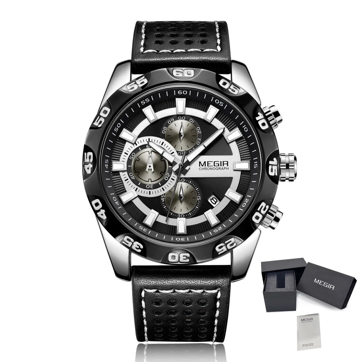 MEGIR Fashion Men's Watch Multifunctional Casual Sport Wristwatch Waterproof Luminous Male Quartz Chronograph Reloj Hombre 2096