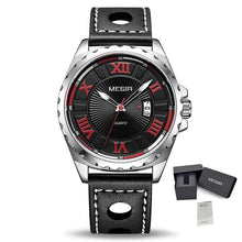 MEGIR Sport Men Watch Top Brand Leather Quartz Watches Man Clock Time Fashion Military Wristwatches Calendar Reloj Hombre 1019