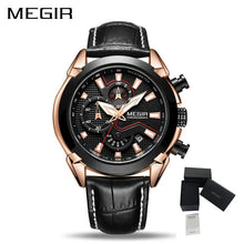 MEGIR Luxury Brand Military Sport Watches for Men Leather Strap Quartz Wristwatch Waterproof Date Chronograph Reloj Hombre 2065