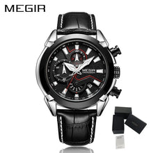 MEGIR Luxury Brand Military Sport Watches for Men Leather Strap Quartz Wristwatch Waterproof Date Chronograph Reloj Hombre 2065