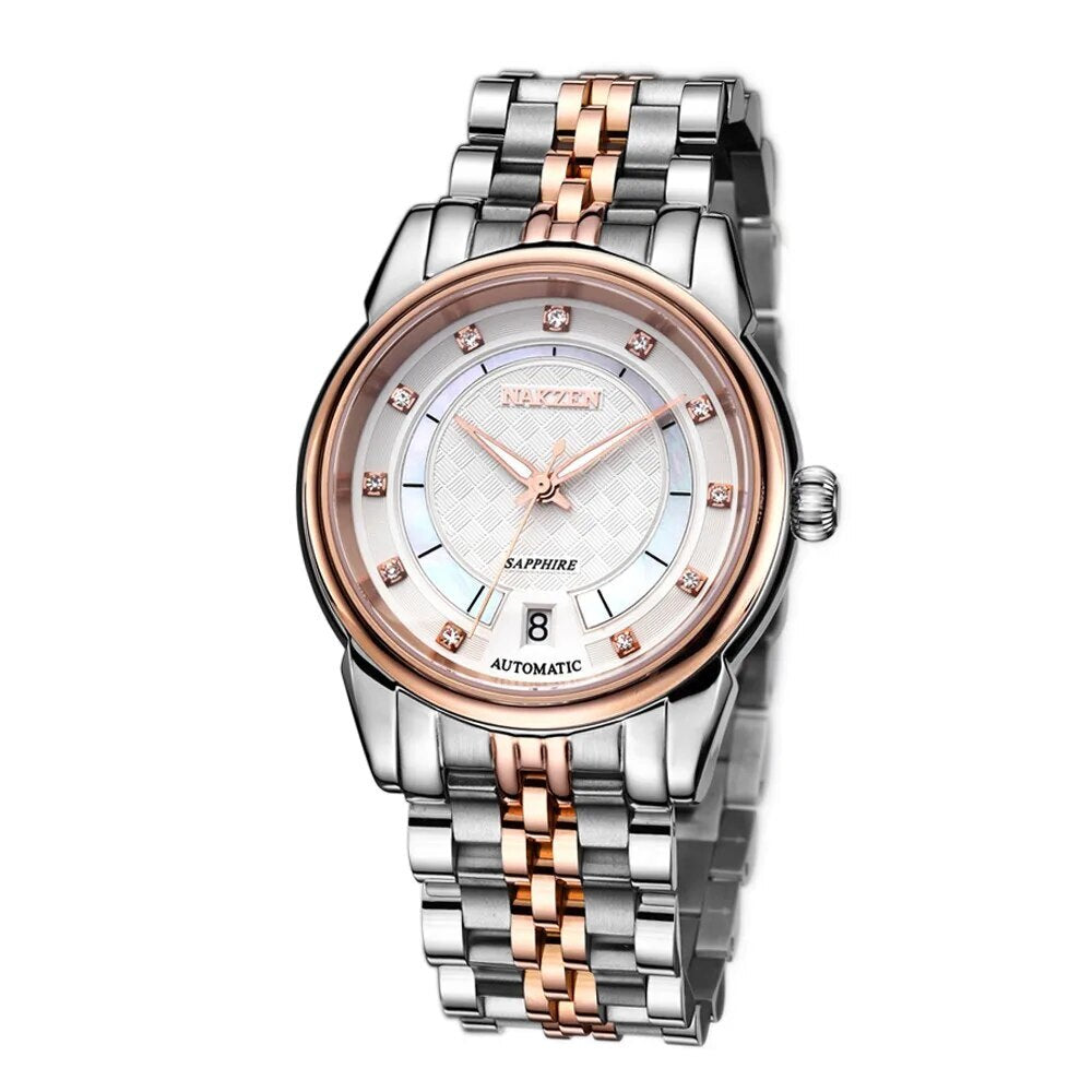 NAKZEN Men Japan Automatic NH35 Movement Mechanical Watch Mens Luminous Waterproof Diamond Classic Wrist Watches Reloj Hombre 6033