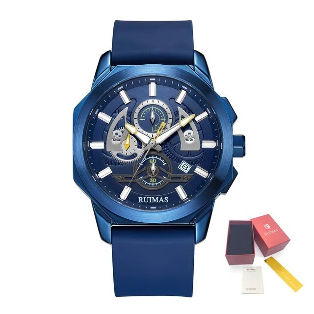 RUIMAS Sports Watches for Men Casual Luxury Quartz Wristwatch Calendar Luminous Silicone Chronograph Clock reloj hombre 581
