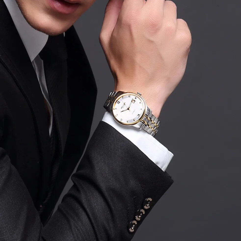 MEGIR Men Watches Stainless Steel Bracelet Sapphire Automatic Mechanical Watch Luxury Business Wristwatches Clock Reloj Hombre 96002
