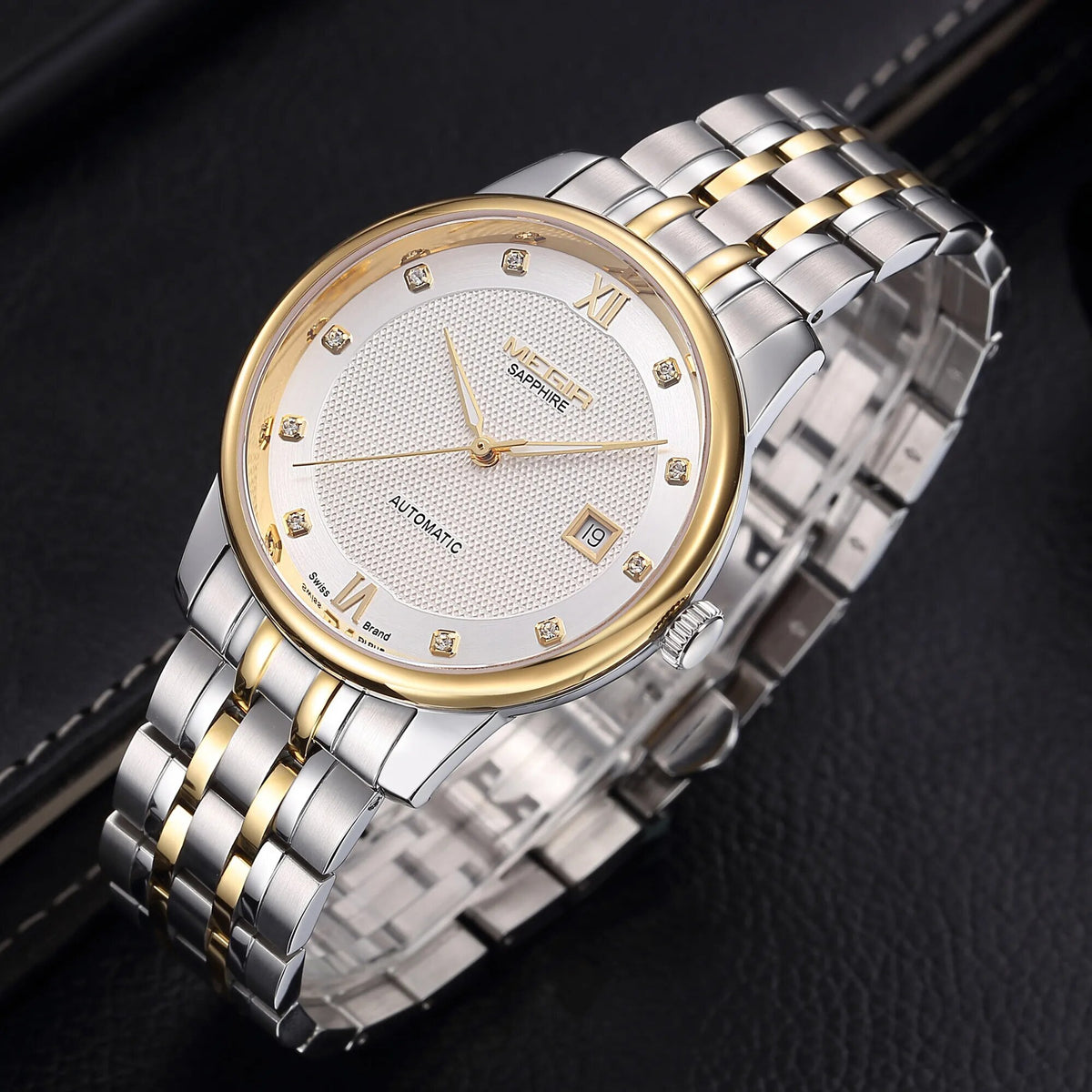 MEGIR Men Watches Stainless Steel Bracelet Sapphire Automatic Mechanical Watch Luxury Business Wristwatches Clock Reloj Hombre 96002