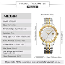 MEGIR Men Watches Stainless Steel Bracelet Sapphire Automatic Mechanical Watch Luxury Business Wristwatches Clock Reloj Hombre 96002