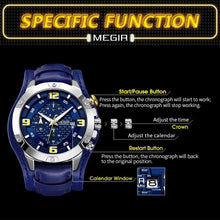 MEGIR Large Dial Watches for Men Luxury Brand Sports Chronograph Clock Waterproof Luminous Hands Quartz Wristwatch Reloj Hombre 2099