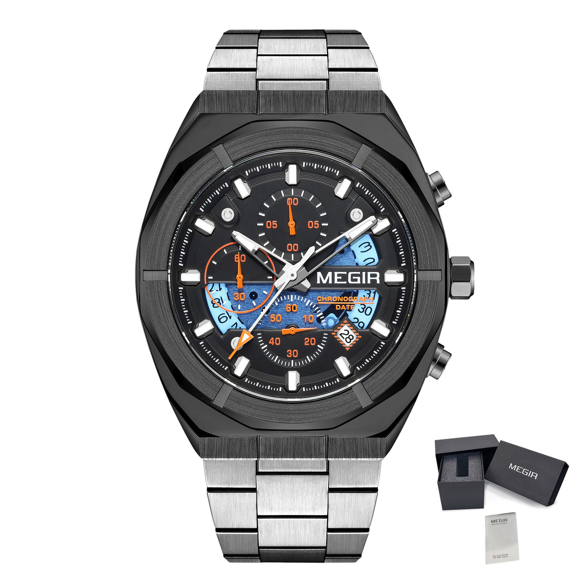 MEGIR New Watch for Men Top Brand Luxury Casual Quartz Wristwatch with Chronograph Waterproof Luminous Auto Date Reloj Hombre 2225