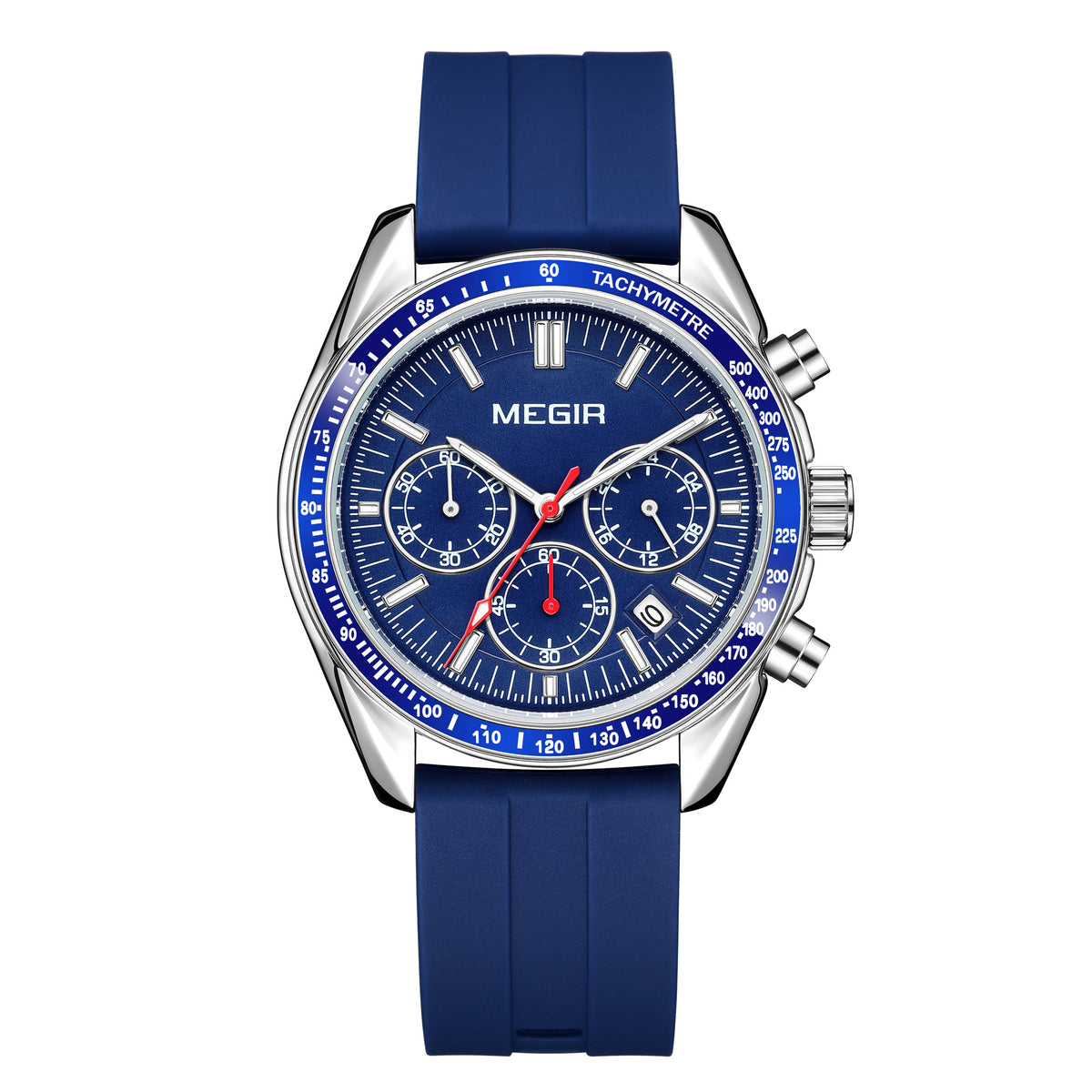 MEGIR Analog Quartz Wrist Watch Chronograph Luminous Business Sport Watches with Silicone Strap Calendar Man Clock Reloj Hombre 8105
