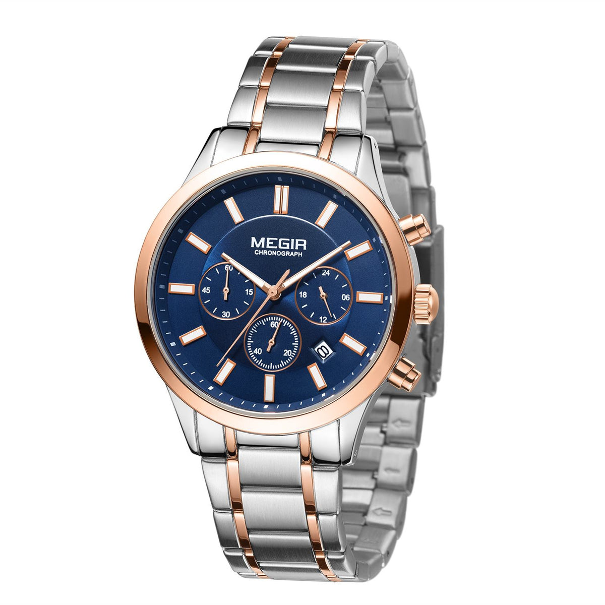 MEGIR Stainless Steel Waterproof Wrist Watches for Men Luminous Chronograph Business Quartz Men's Casual Clock Reloj Hombre 2150