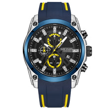 MEGIR Original Blue Sport Watches for Men Luxury Chronograph Man Military Quartz Wristwatch Clock Luminous Big Dial Reloj Hombre 2144