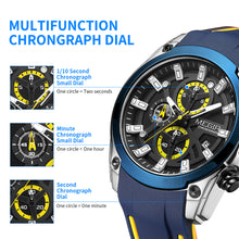 MEGIR Original Blue Sport Watches for Men Luxury Chronograph Man Military Quartz Wristwatch Clock Luminous Big Dial Reloj Hombre 2144