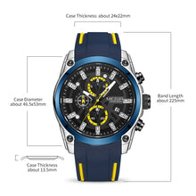 MEGIR Original Blue Sport Watches for Men Luxury Chronograph Man Military Quartz Wristwatch Clock Luminous Big Dial Reloj Hombre 2144