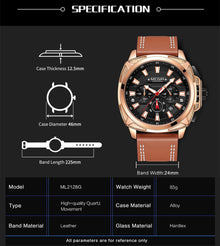 MEGIR Relogio Masculino Watches Men Fashion Leather Band Sports Military Watches Luxury Quartz Business Wristwatch Reloj Hombre 2128