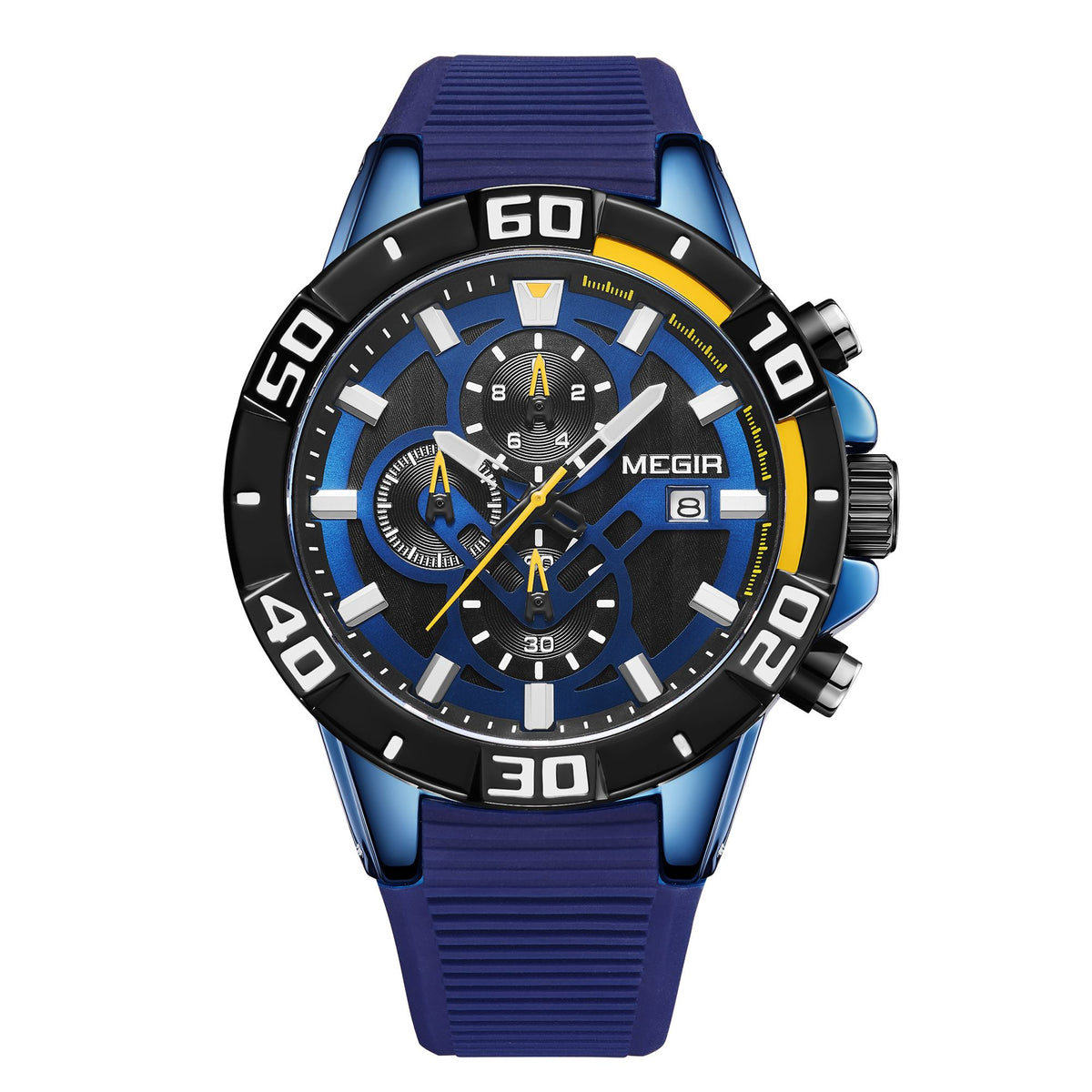MEGIR Men Wristwatch Top Brand Luxury Silicone Strap Sport Watches Waterproof Luminous Quartz Clock Chronograph Reloj Hombre 2121