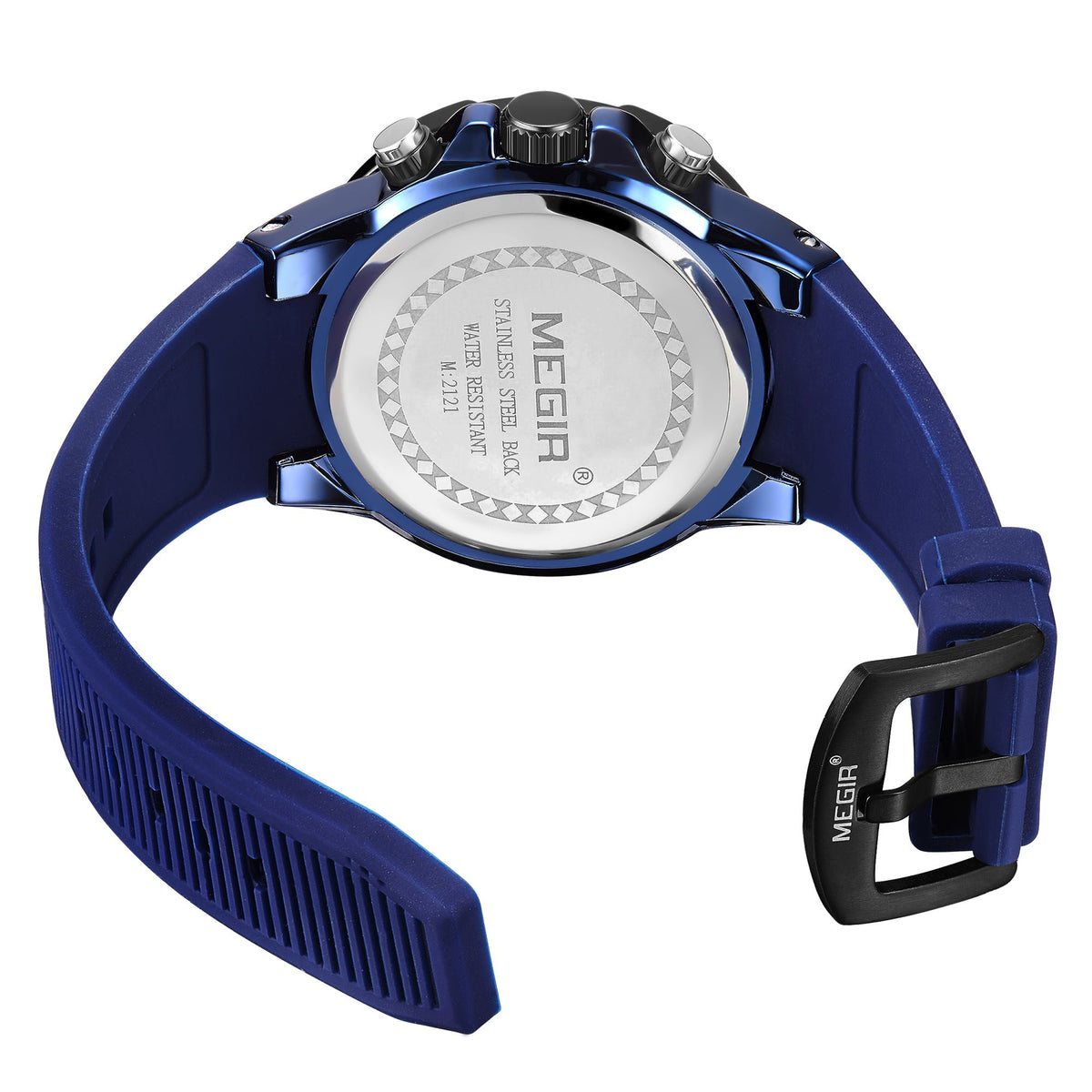 MEGIR Men Wristwatch Top Brand Luxury Silicone Strap Sport Watches Waterproof Luminous Quartz Clock Chronograph Reloj Hombre 2121