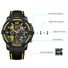 MEGIR Chronograph Mens Sport Watches with Silicone Band Big Dial Military Quartz Watch Men Clock Relogio Masculino Reloj Hombre 2097