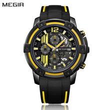MEGIR Chronograph Mens Sport Watches with Silicone Band Big Dial Military Quartz Watch Men Clock Relogio Masculino Reloj Hombre 2097