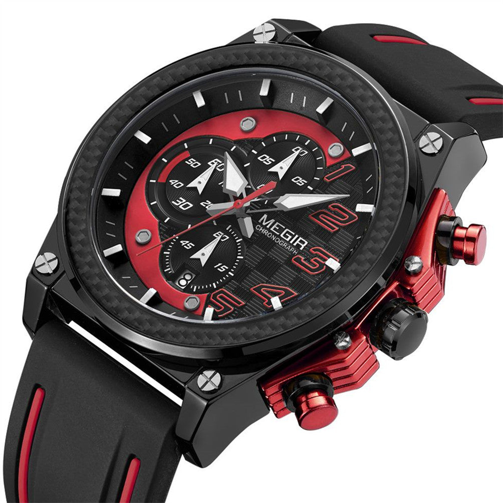 MEGIR Chronograph Sports Watch Men Silicone Military Watches Waterproof Date Clock Fashion Quartz Wristwatches Reloj Hombre 2051