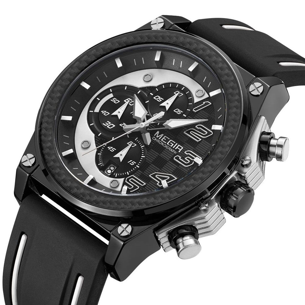 MEGIR Chronograph Sports Watch Men Silicone Military Watches Waterproof Date Clock Fashion Quartz Wristwatches Reloj Hombre 2051