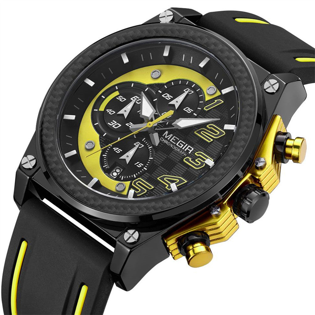 MEGIR Chronograph Sports Watch Men Silicone Military Watches Waterproof Date Clock Fashion Quartz Wristwatches Reloj Hombre 2051