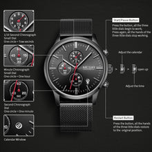 MEGIR Men's Quartz Watch Luxury Steel Mesh Bracelet Wristwatch Waterproof Business Casual Clock Date Chronograph Reloj Hombre 2011