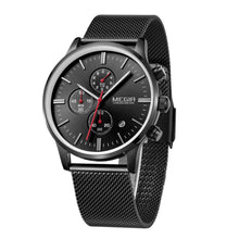 MEGIR Men's Quartz Watch Luxury Steel Mesh Bracelet Wristwatch Waterproof Business Casual Clock Date Chronograph Reloj Hombre 2011