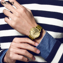 MEGIR Men's Quartz Watch Luxury Steel Mesh Bracelet Wristwatch Waterproof Business Casual Clock Date Chronograph Reloj Hombre 2011