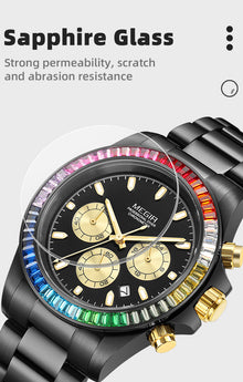 MEGIR Mens Watches Top Brand Luxury Business Wristwatches Stainless Steel Waterproof Date Quartz Chronograph Reloj Hombre 8410