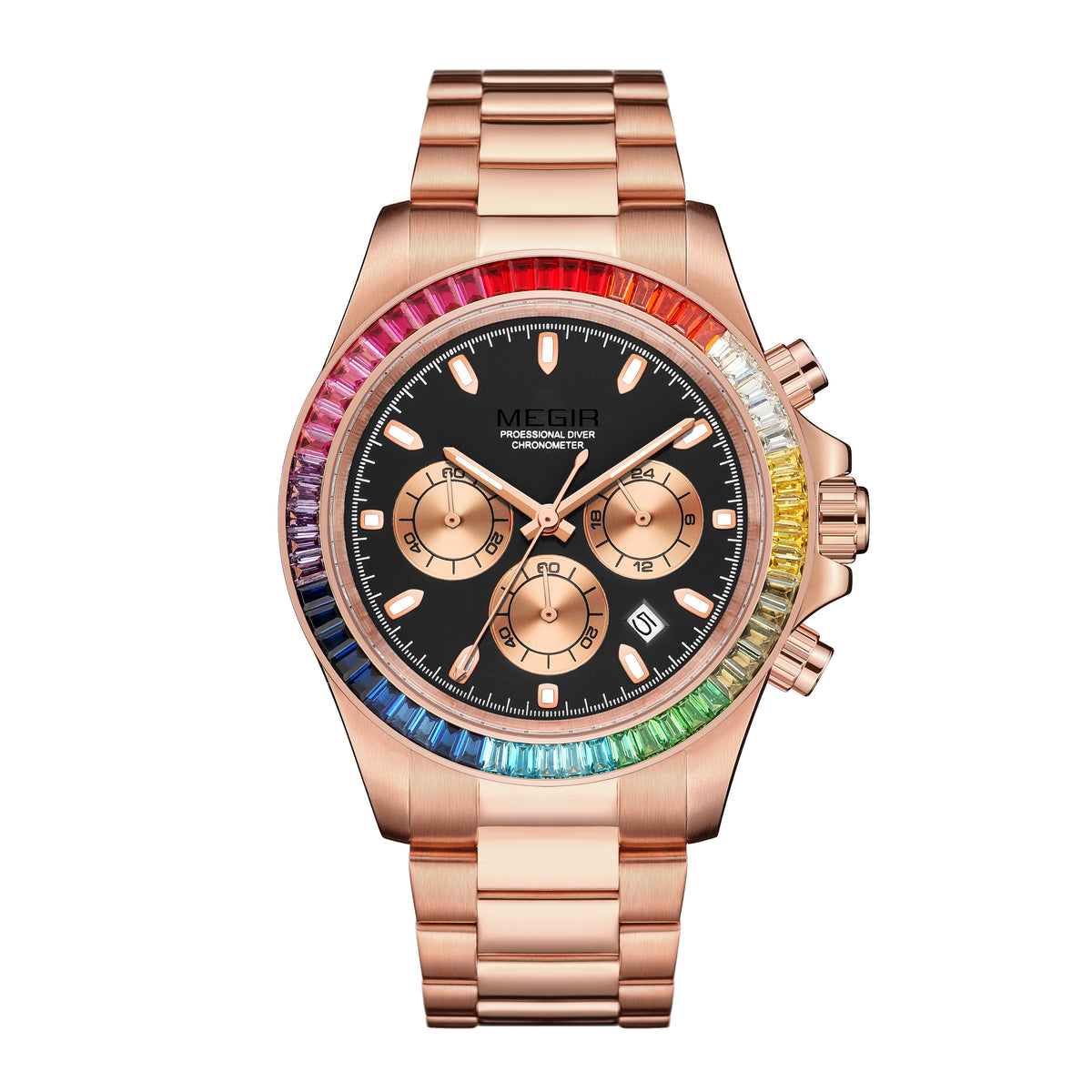 MEGIR Mens Watches Top Brand Luxury Business Wristwatches Stainless Steel Waterproof Date Quartz Chronograph Reloj Hombre 8410